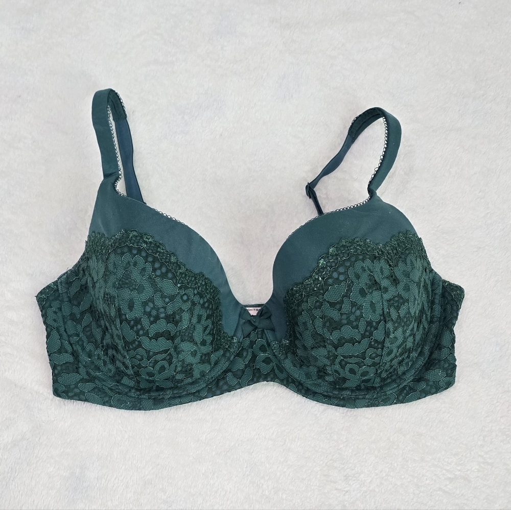 Victoria's Secret Bra Body by Victoria Lined Demi Green Lace Women’s Size 36DD